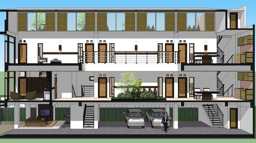 Desain Rumah Kost Eksklusif 4 Lantai